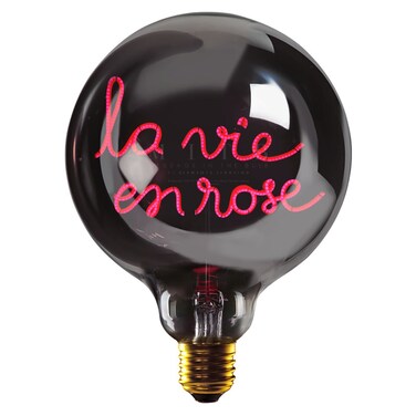 LA VIE EN ROSE - LED GLASS BULB - PLATED SMOKE/RED - &Oslash;70 &times; H110 MM