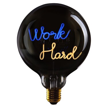 WORK HARD - LED GLASS BULB - CLEAR GLASS/BLUE &amp; AMBER - &Oslash;70 &times; H110 MM