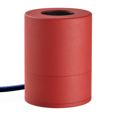 Pop table lamp base in red with white cable, modern design suitable for various home decor styles, compatible with standard lamp shades