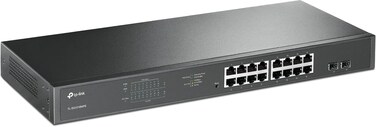 TP-Link TL-SG1218MPE 16-Port PoE+ Gigabit RJ45 ports, 2&times; Gigabit non-PoE RJ45 Ports and 2&times; Combo Gigabit SFP slots (16 PoE+ Ports + 2 Gigabit RJ45 Ports + 2 SFP slots, 250 W, Rackmount)