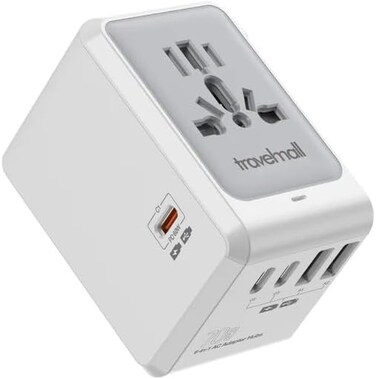 Travelmall SW11070WHHUB 6-in-1 Multi-Tool Laptop Travel Adapter 5xUSB with Multifunctional USB HUB White