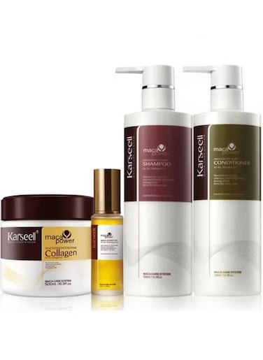 Karseell Hair Repair Set With Shampoo, Conditioner, Hair Serum And Maca Collagen Mask For Dry Damaged Hair 3x500ml