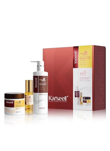 Karseell Maca Essence Moisturizing Repair Set, Collagen Hair Mask 500ml, Shampoo 500ml &amp; Maca Essence Oil 50ml