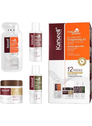 Karseell Maca Essence Keratin Hair Straightening Kit, 12 Weeks Of Home Use Professional Straightening, Straighten And Smooth Hair, All Hair Types