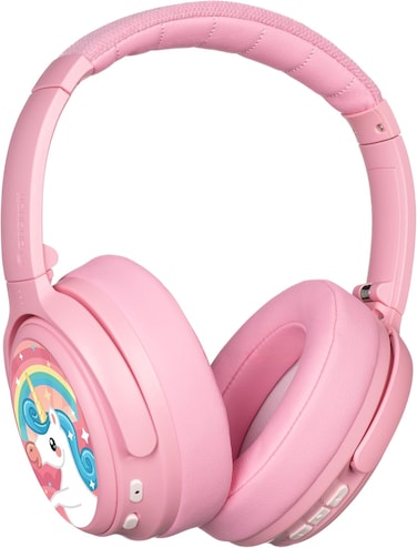 Buddyphones Comosfun Active Noise Cancellation Wireless Bluetooth Headphone For Kids, Clear Audio, Safe Volume With Study Mode 42-Hrs Battery Built-In Mic, Adjustable Foldable, Pink