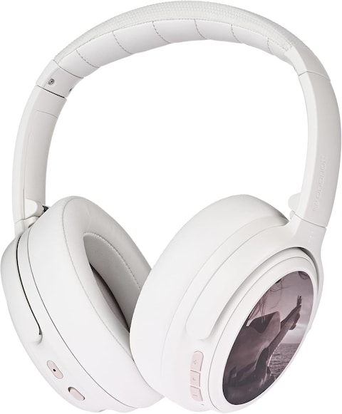 Buddyphones Comosfun Active Noise Cancellation Wireless Bluetooth Headphone For Kids, Clear Audio, Safe Volume With Study Mode 42-Hrs Battery Built-In Mic, Adjustable Foldable, White