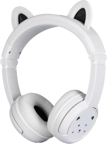 Buddyphones Playears+ Wireless Bluetooth Volume-Limiting Kids Headphones24-Hours Battery Life, 3 Volume Settings, Voice Enhancing Studymode, Buddylink Cable, Travel Bag, Bear