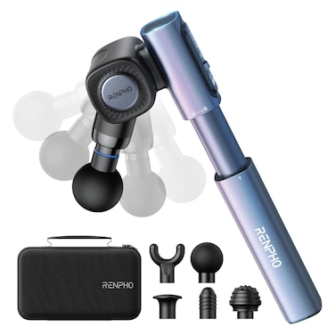 RENPHO Massage Gun with Adjustable Angles and Extension Handle Muscle Massager - Blue