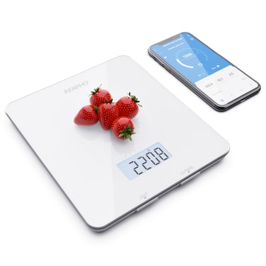 RENPHO Food Scale Kitchen Nutritional Analysis Smart Cooking Calorie Scale with Timer - White