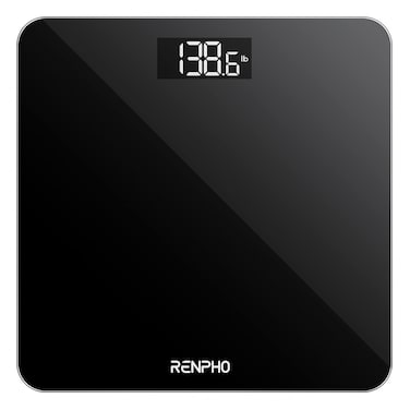 RENPHO Digital Bathroom Scales for Body Weight, Weighing Scale Electronic Bath Scales with High Precision Sensors Accurate Weight Machine for People, LED Display, Black, 180kg, Core 1s