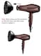 Sunhome 6-Piece Professional Hair Dryer Set ,1800W Brown/Black 250ml