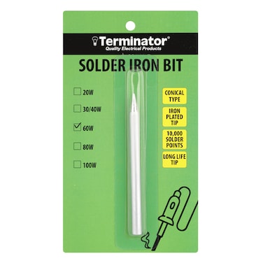 Terminator Solder Iron Bit Conical Type Dia. 6 x 80mm 60W