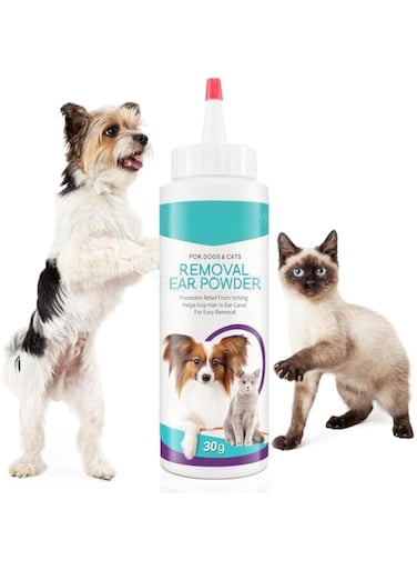 FDTY Upgraded Dog Ear Powder, Dog Ear Cleaner, Dog Ear Infection Treatment, Gentle Dog Ear Hair Removal Tool for Pet Grooming - Remove Ear Wax &amp; Odor in Pets(30g)