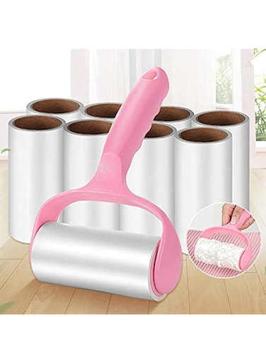 ZHONG CHEN Lint Roller Super Sticky Pet Epilator Kit Fluff Suitable for Hair Clothes Carpet Car Seat Dust and Brush (With 9 Refills)