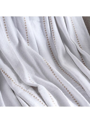 Home Herringbone Stripe woven Throw 130x170 cm- White