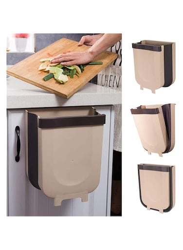 SKEIDO Kitchen Trash Container Silicone Waste Bins Kitchen Foldable Trash Can Collapsible Small Garbage Can Compact Waste Bin for Kitchen Room Cabinet Door Drawer Car 9L