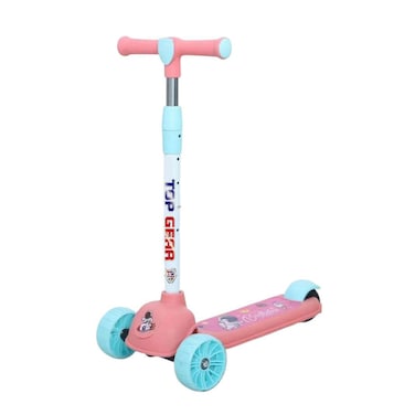 Top Gear Kids Scooter TG 635 &ndash; 3-Wheel Kick Scooter with Flashing PU Wheels, Rear Brake &amp; Removable Handle - Pink