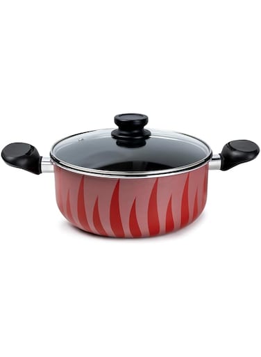 SENSTAN Flame Design Non-Stick Casserole with Lid and, Stew Pot Suitable for Gas, Electric, Induction, and Ceramic Stove Dutch Oven - 20cm