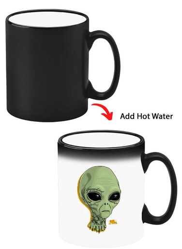 Color Changing Heat Sensitive Ceramic Mug, Image Revealed When HOT Liquid is Added! alien
