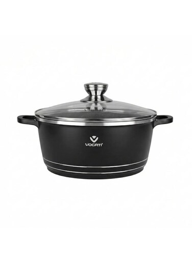 CLASSIC SINGLE SERIES 24CM CASSEROLE TITANIUM GRANITE COATING NON STICK WITH GLASS LID-COOKWARE -POT- (100% PFOA FREE) (5 Litres)