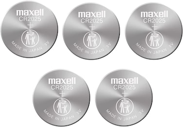 Maxell CR2025 Lithium 3V Japan Batteries - 5 Pieces