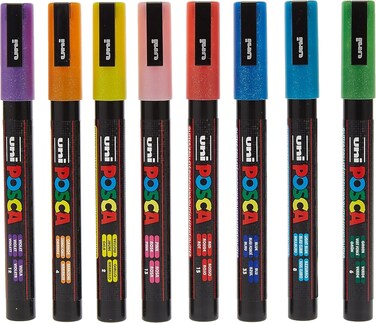 بوسكا اقلام تلوين دائمة باساس مائي PC-3M، مجموعة من 8 قطع (الوان لامعة)