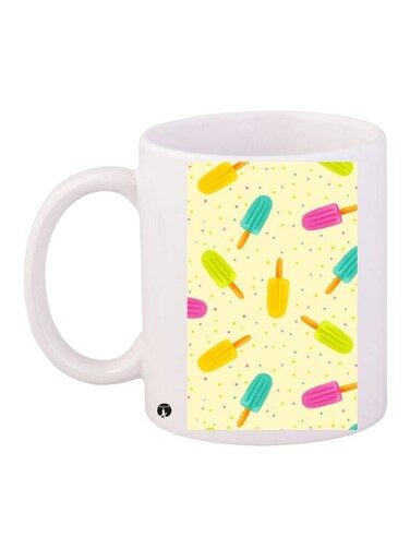 Ice Cream Printed Coffee Mug White/Yellow/Green