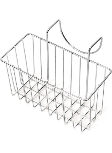 Sponge Holder, Sink Basket, Stainless Steel Sink Caddy Organizer, Brush Dishwashing Liquid Drainer Rack, Rustproof And Durable, Suitable for Kitchen Sinks and Bathrooms, Silver
