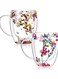 Double Walled Glass Cup with Handle and Flower 350ML, Double Walled Insulated Drinking Glass Coffee Mugs with Handle, Insulated Layer Coffee Cups, Clear With Flowers Mugs for Latte, Cappuccinos, Tea Bag, Juice