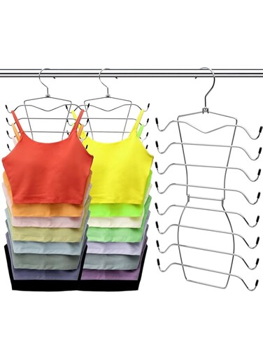 Closet-Organizer,8 Tier Tank-Top-Hanger,Closet-Organizers-and-Storage Bra-Hangers-Space-Saving,Apartment Dorm-Room-Essentials-for-College-Students-Girls Organization-and-Storage Camisoles Scarf(3 Pack