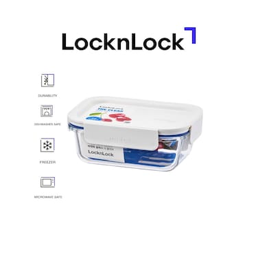 LocknLock Clear Glass Rectangular 160ml White &ndash; Airtight, Heat-Resistant, BPA-Free Food Storage Container