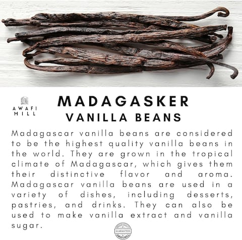 AWAFI MILL Premium Madagascar Vanilla Beans - Grade A Whole Pods for Exquisite Flavor and Culinary Delights (Pack Of (5 Pods) Hand Picked)