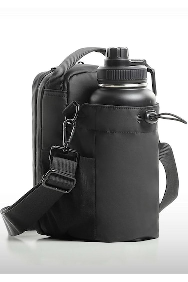 Magnetic Gym Bag with Water Bottle Holder, Black, Seamless Magnetic Backing,
