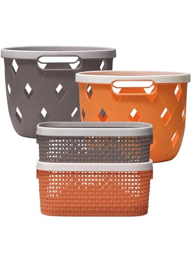 Aiwanto 4 Packs Multipurpose Portable Plastic Storage Basket Organizer Bins for Kitchen Bathroom Bedroom