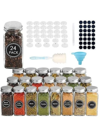 24-Piece Glass Seasoning Jar Set, Spice Jar, Seasoning Storage Bottle In Cabinet Drawer