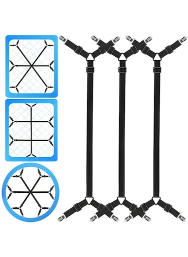 Pieces Bed Sheet Holder Straps, Adjustable Elastic Fasteners, for Bedding Mattress Fasteners - Black
