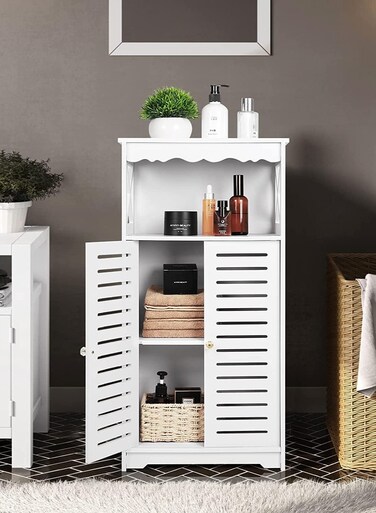 Bathroom Storage Cabinets, White Floor Cabinet, Waterproof Storage Furniture for Bedroom, Kitchen, and Hallway - PVC Lightweight