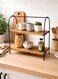 Homecraft Premium 2-Tier Wood Utility Rack with Gunmetal Metal Frame, Size: 38x20x44cm &acirc;&euro;&ldquo; Handcrafted Serving Basket &amp; Tabletop Organizer for Kitchen, Dining &amp; Hosting, Natural &amp; Gunmetal