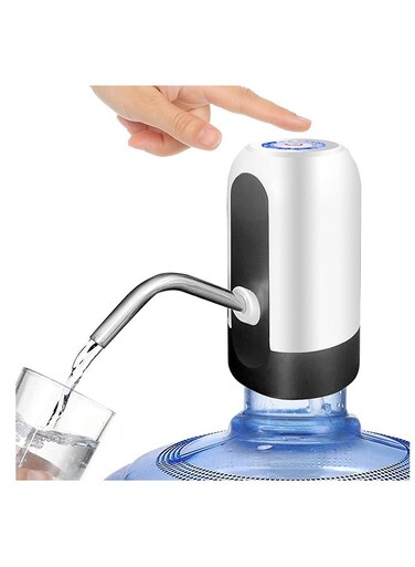 5 Gallon Water Bottle Pump, USB Charging Portable Electric Water Pump for 2-5 Gallon Jugs USB Charging Portable Water Dispenser for Office, Home, Camping, Kitchen and etc. White