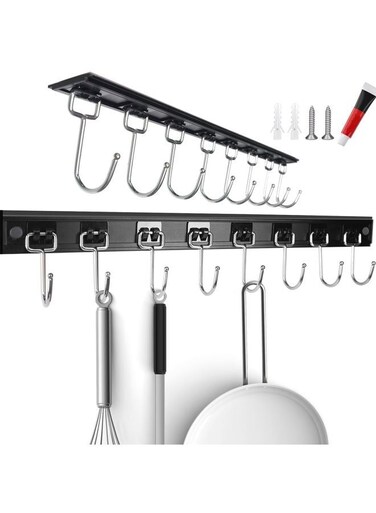 1 PCS Utensil Racks with 8 Hooks 17 Inch Kitchen Utensil Holders Hanging Utensil Rack Multifunctional (17 inch)