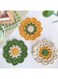 design   Home dining table decoration   Floral pattern coasters   Woven coasters, Knitted coasters, Handmade   Yellow and Green color
