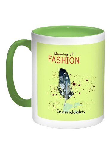 Meaning Of Fashion Printed Coffee Mug Light Green/White/Red 11ounce