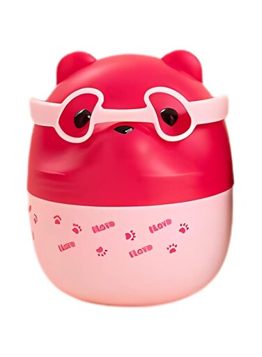 Twisoo Cute Bear Double Layer Lunch Box - 450ml, BPA-Free, Leakproof, Portable, Food Grade PP with Clip Lock and Spoon - 2 Compartments, Easy to Carry, Perfect for Kids and Adults (Pink)