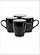 Ceramic Mug Set of 4 - Black Color 2 tone, 355ml   Elegant Ceramic Coffee Mugs   Microwave &amp; Dishwasher Safe