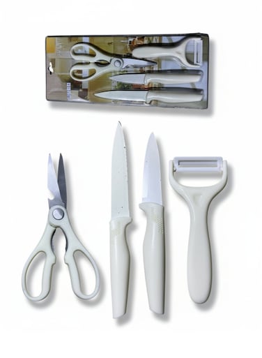 Kitchen Knife Set with Scissors &amp; Ceramic Peeler &acirc;&euro;&ldquo; Stainless Steel Blades, Ergonomic Non-Slip Handles