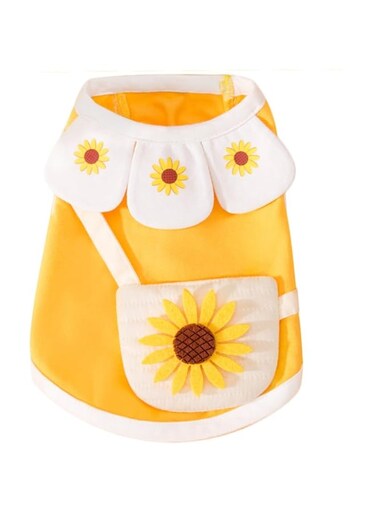 BIECWIAY Dog Sunflower Dress Dog Summer Dress Cat Dress Outfits Soft Breathable Dog Cotton Outfits and Dog Clothes for Small Medium Large X-Large XX-Large Dog Girls Puppy Lightweight Pet Dresses