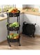3-Tier Foldable Rolling Basket Organizer with Wheels, Multi-Purpose Kitchen Storage Cart for Fruits, Vegetables, Snacks, and Household Items, Durable Plastic and Rustproof Steel