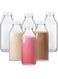 FUFU Glass Milk Bottle with Plastic Tamper-proof Caps (6 Pack) Vintage Reusable Dairy Drinking Containers, Glass Bottles for Milk, Juice,Yogurt, Smoothies, Honey, Tomato Sauce, Jam, Syrup (300ml)