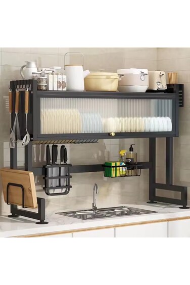 Large Capacity Organization Kitchen Sink Storage Shelf Dish Draining Rack