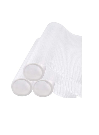 Shelf Liner Non-Adhesive (Clear, 3 Rolls) EVA Cupboard Cabinet Pad Drawer Mat Fridge Liner Roll for Kitchen and Bedroom
